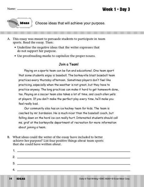 Daily 6-Trait Writing, Grade 6