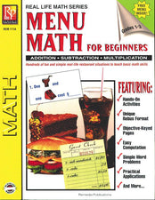 Remedia Publications Real Life Math Series: Menu Math For Beginners Activity Book