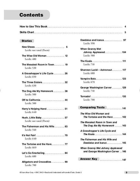 Read & Understand with Leveled Texts, Grade 3
