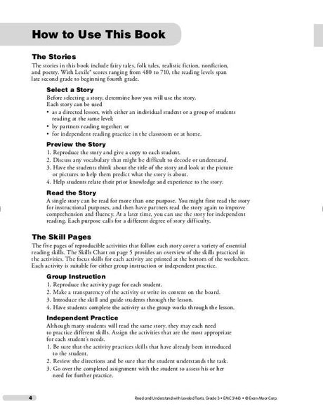 Read & Understand with Leveled Texts, Grade 3