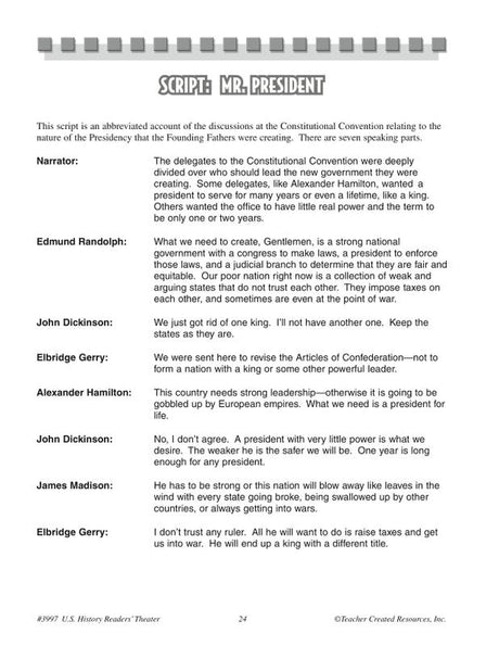 U.S. History Readers' Theater Grade 5 & up