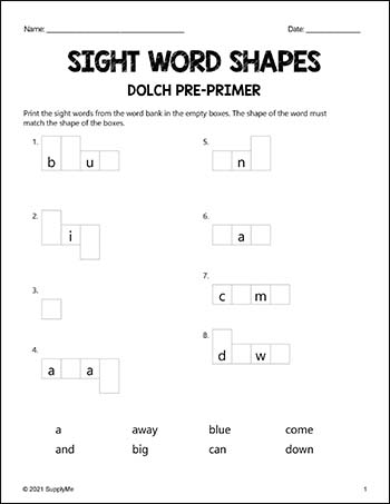Preschool Sight Words Bundle - Dolch Pre-Primer Sight Word Worksheets, Printables, Flash Cards, And More! - 24 Activities