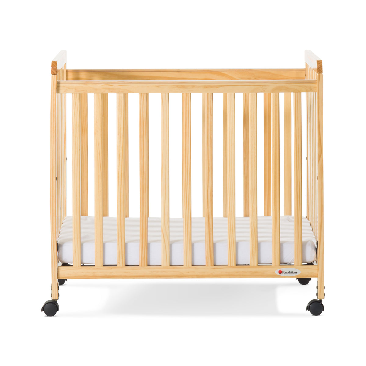 Foundations® SafetyCraft® Compact Fixed-Side Crib, Slatted, Natural