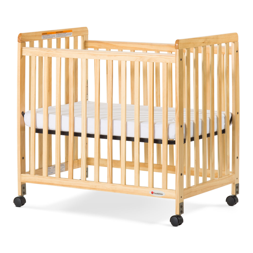 Foundations® SafetyCraft® Compact Fixed-Side Crib, Slatted, Natural