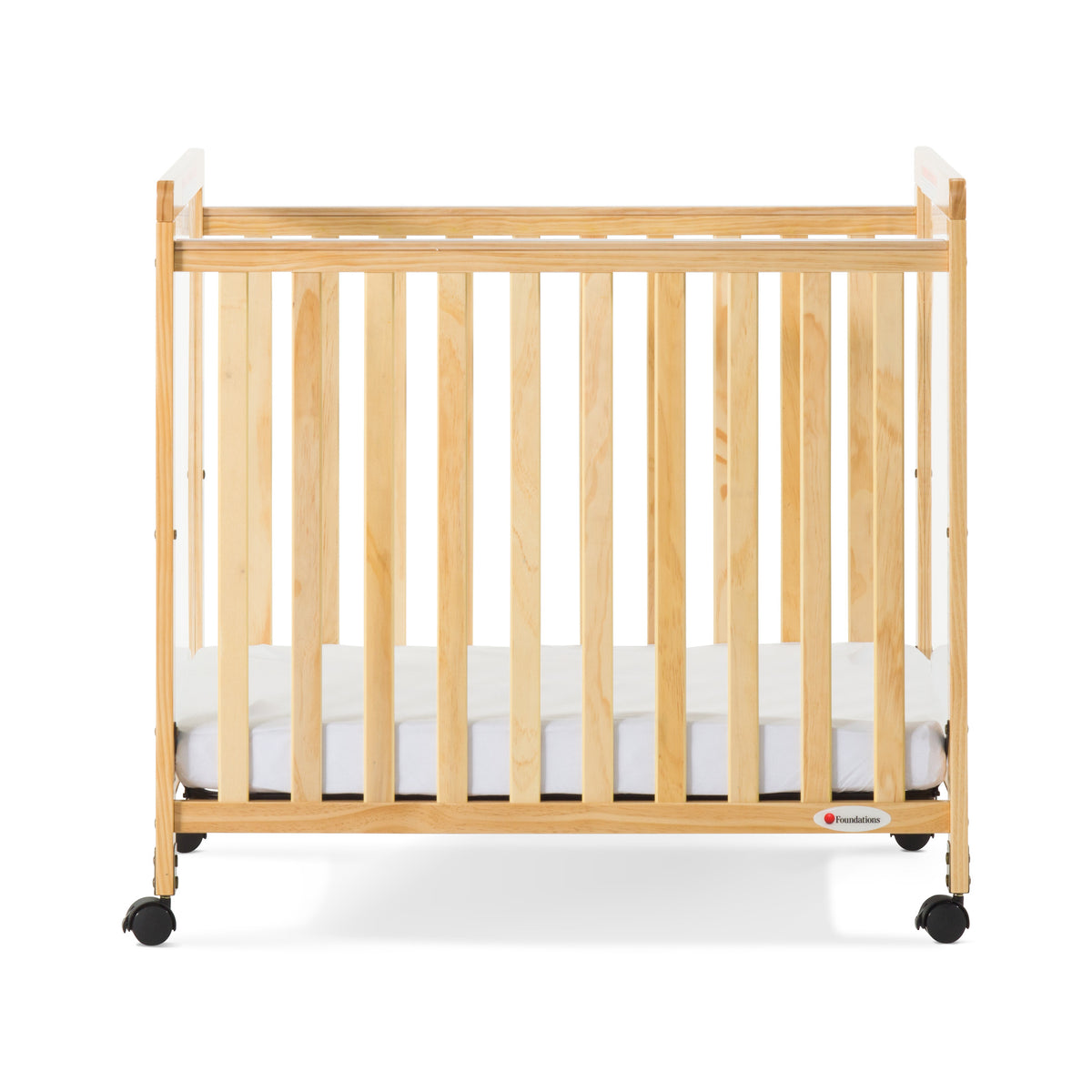 Foundations® SafetyCraft® Compact Fixed-Side Crib, Clearview, Natural