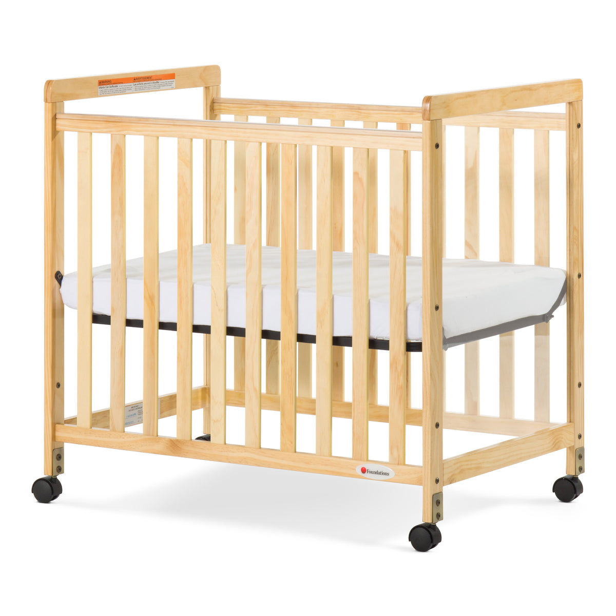 Foundations® SafetyCraft® Compact Fixed-Side Crib, Clearview, Natural
