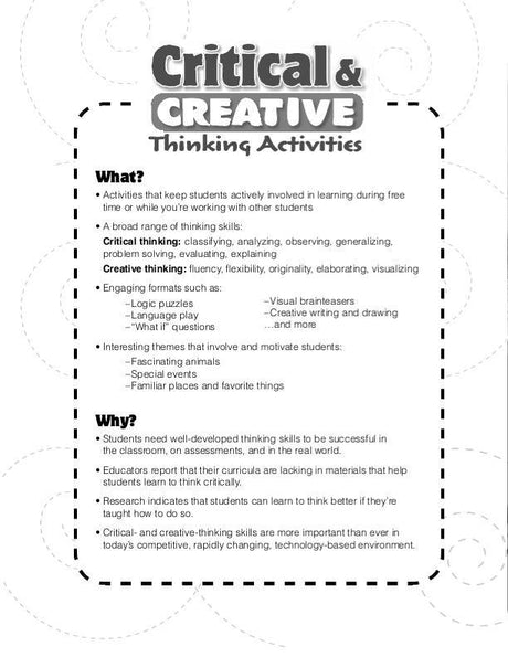 Critical and Creative Thinking Activities, Grade 6+