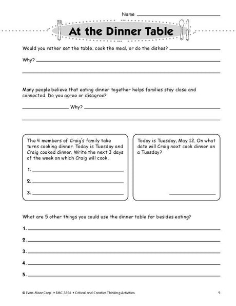 Critical and Creative Thinking Activities, Grade 6+