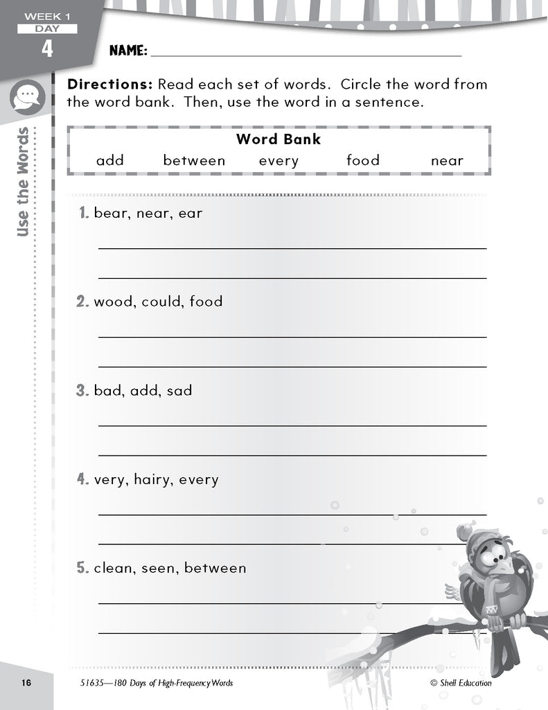 Shell Education 180 Days of High-Frequency Words for Second Grade