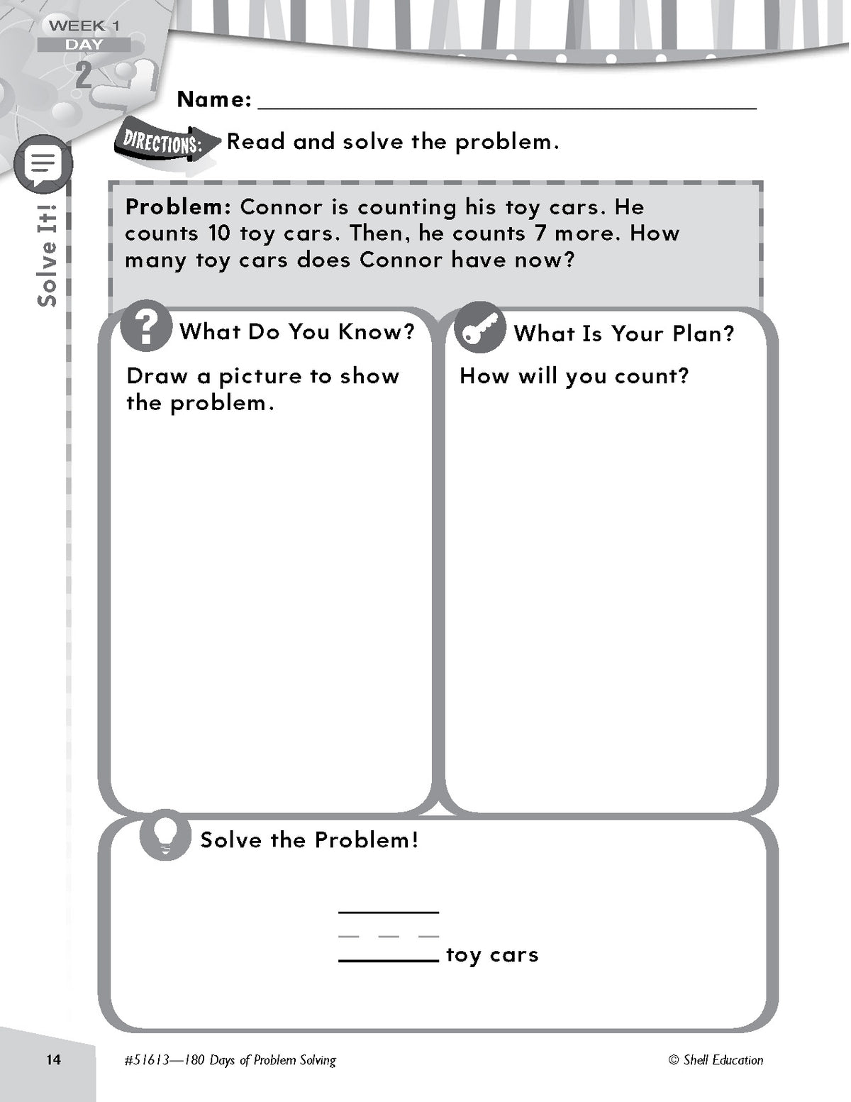 Shell Education 180 Days of Problem Solving for First Grade