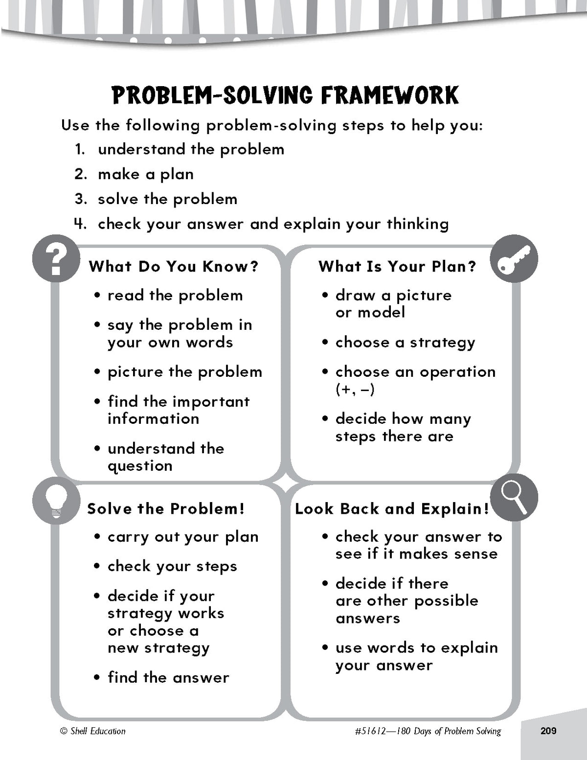 Shell Education 180 Days of Problem Solving for Kindergarten