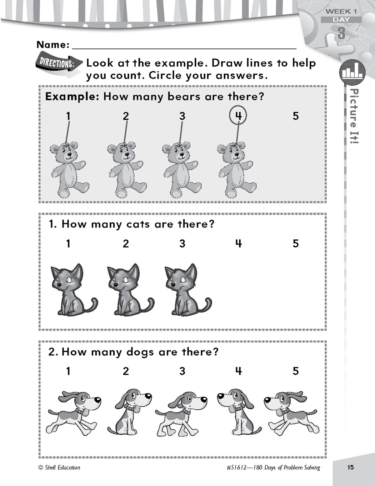 Shell Education 180 Days of Problem Solving for Kindergarten