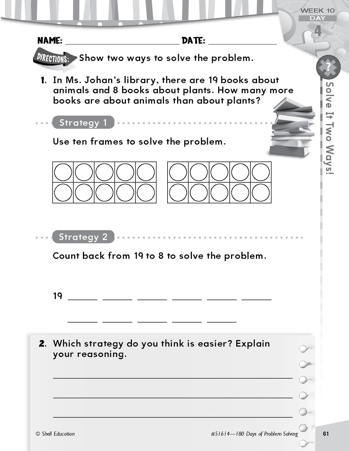 Shell Education 180 Days of Problem Solving for Second Grade