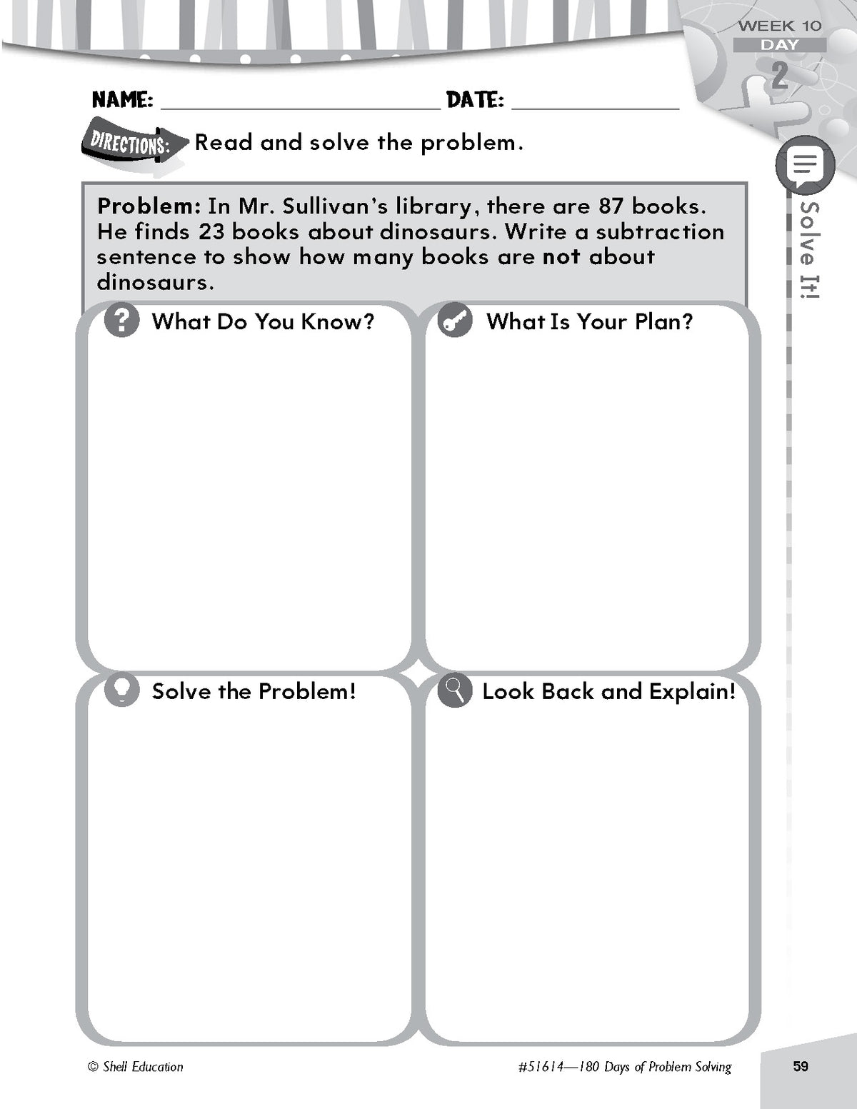 Shell Education 180 Days of Problem Solving for Second Grade