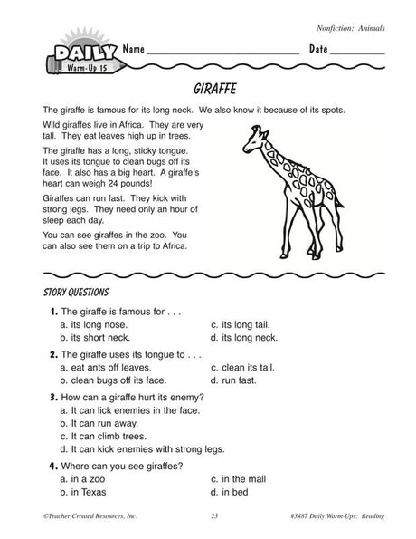 Daily Warm-Ups: Reading, Grade 1