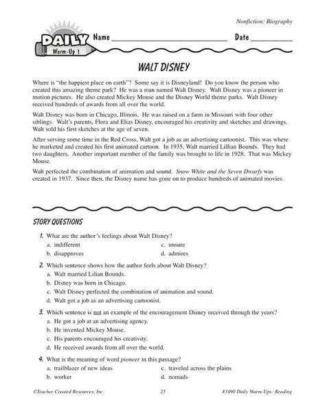 Daily Warm-Ups: Reading, Grade 4