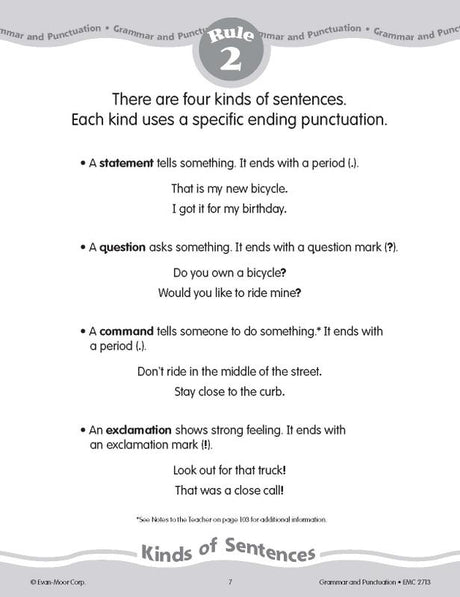 Grammar & Punctuation, Grade 3