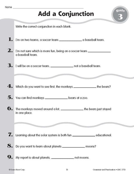 Grammar & Punctuation, Grade 3