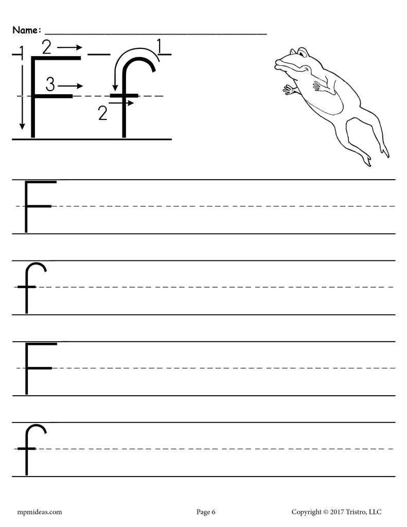 Printable Letter F Handwriting Worksheet!