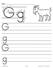 Printable Letter G Handwriting Worksheet!
