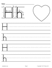 Printable Letter H Handwriting Worksheet!