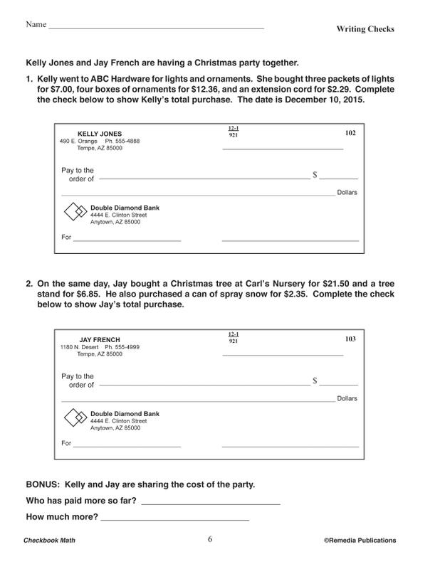 Checkbook Math Pdf Remedia Publications Life Skills Activity Book: Checkbook Math | REM524 ...