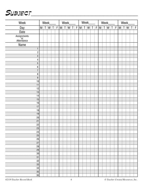 Chalkboard Teacher Record Book