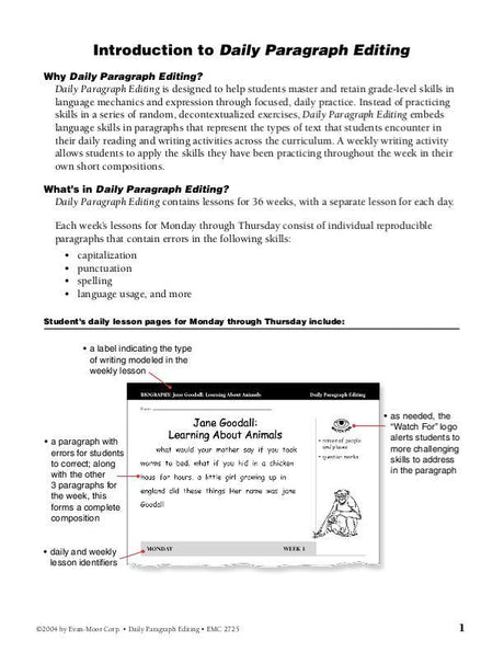 Daily Paragraph Editing, Grade 2