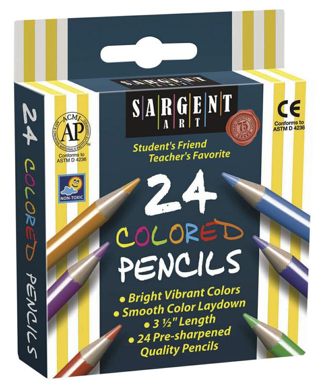 Sargent Art Half-Sized Colored Pencils 24 Color Set