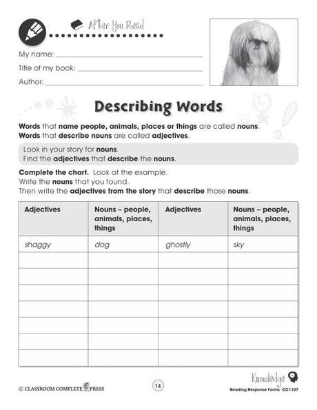 Reading Response Forms Grades 3-4