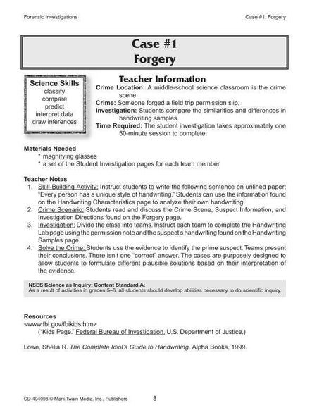 Forensic Investigations Resource Book