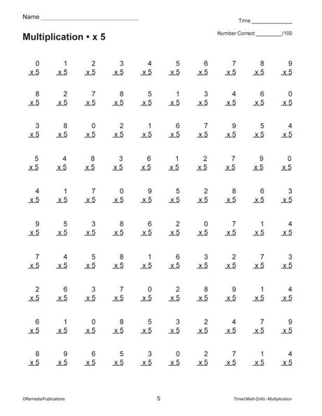 Remedia Publications Timed Math Drills, Set Of 4 Activity Books: Addition, Subtraction, Multiplication, And Division
