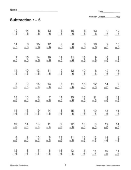 Remedia Publications Timed Math Drills, Set Of 4 Activity Books: Addition, Subtraction, Multiplication, And Division