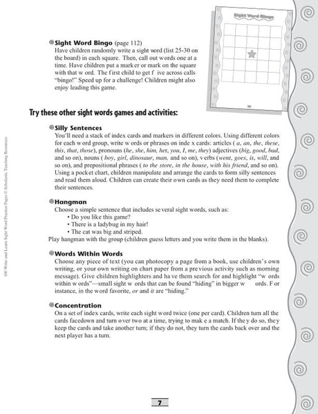 100 Write-and-Learn Sight Word Practice Pages