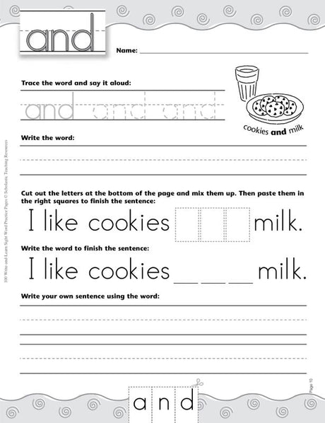 100 Write-and-Learn Sight Word Practice Pages