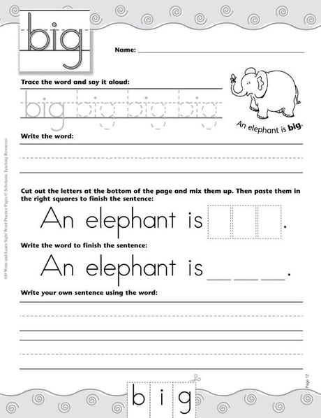 100 Write-and-Learn Sight Word Practice Pages