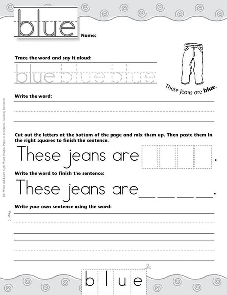 100 Write-and-Learn Sight Word Practice Pages