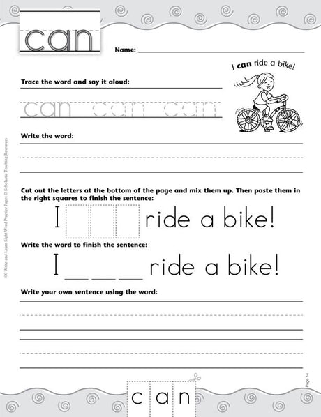 100 Write-and-Learn Sight Word Practice Pages