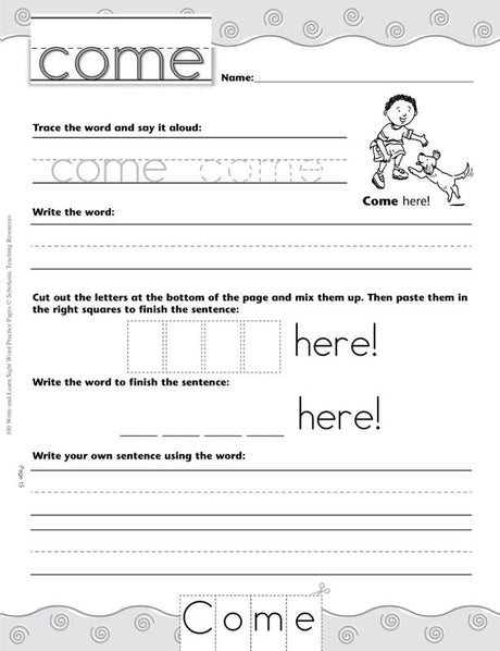 100 Write-and-Learn Sight Word Practice Pages