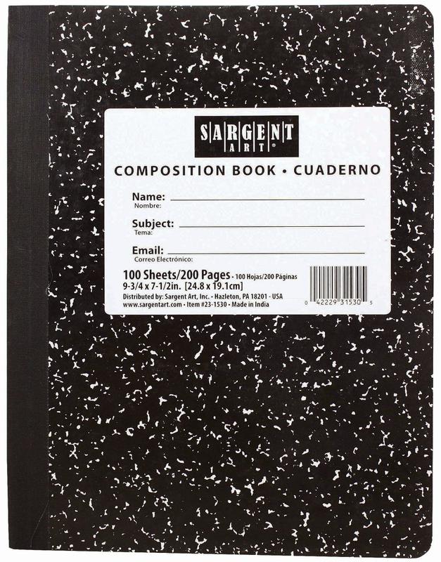100 Sheets 7 1/2 x 9 3/4 Hard Cover Composition Notebook