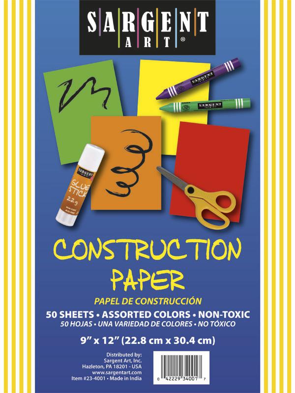 Construction Paper 50 Sheet Assorted Color Pack