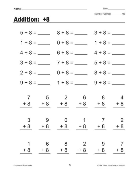 Remedia Publications Easy Timed Math Drills 4 Book Set: Addition, Subtraction, Multiplication, And Division