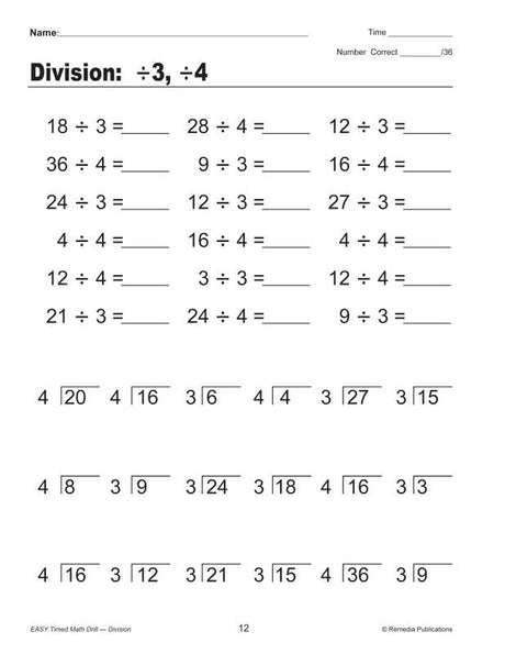 Remedia Publications Easy Timed Math Drills 4 Book Set: Addition, Subtraction, Multiplication, And Division