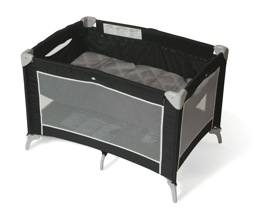 Sleep 'n Store™ Portable Play Yard Crib with Bassinet, Mod Plaid Graphite