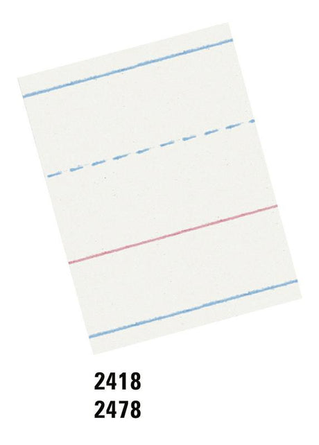 Handwriting Paper, 10 1/2" x 8", 1 1/8" Ruled Long Way, 500 Sheets