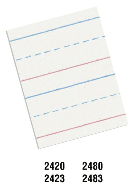 Handwriting Paper, 10 1/2" x 8", 5/8" Ruled Long Way, 500 Sheets