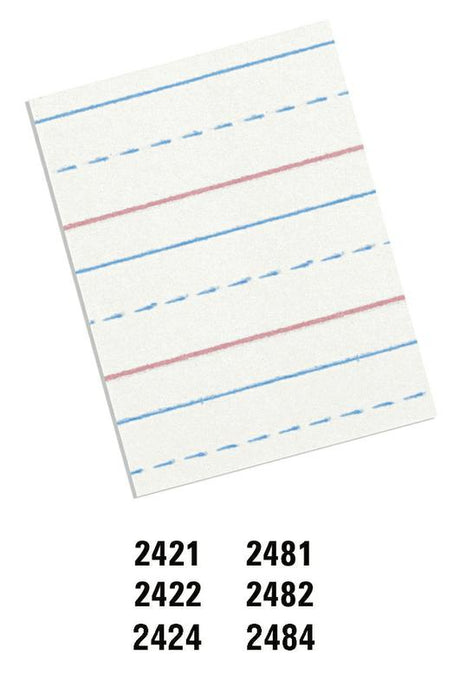 Handwriting Paper, 10 1/2" x 8", 1/2" Ruled Long Way, 500 Sheets