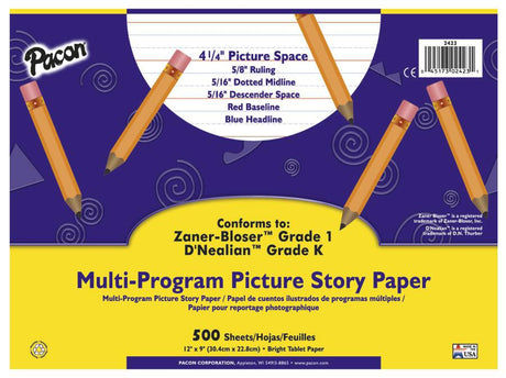 Multi-Program Handwriting Picture Story Paper, 12″ x 9″ Grade K & 1