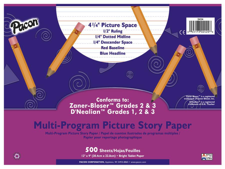 Pacon Multi-Program Handwriting Picture Story Paper, 12″ x 9″ Grade 1 ...