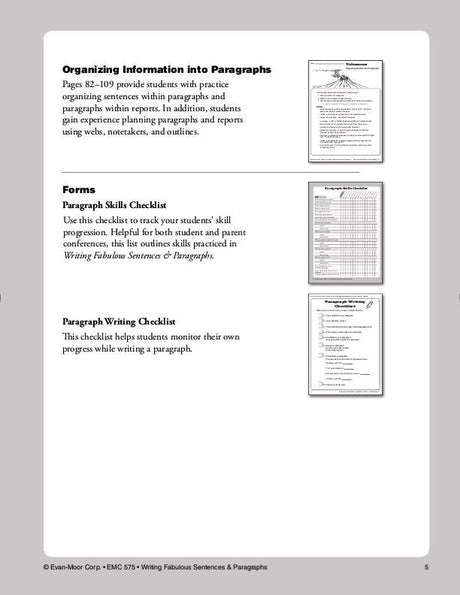 Writing Fabulous Sentences & Paragraphs
